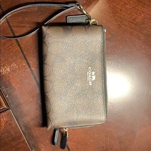 Authentic Coach Corner Zip Wristlet.